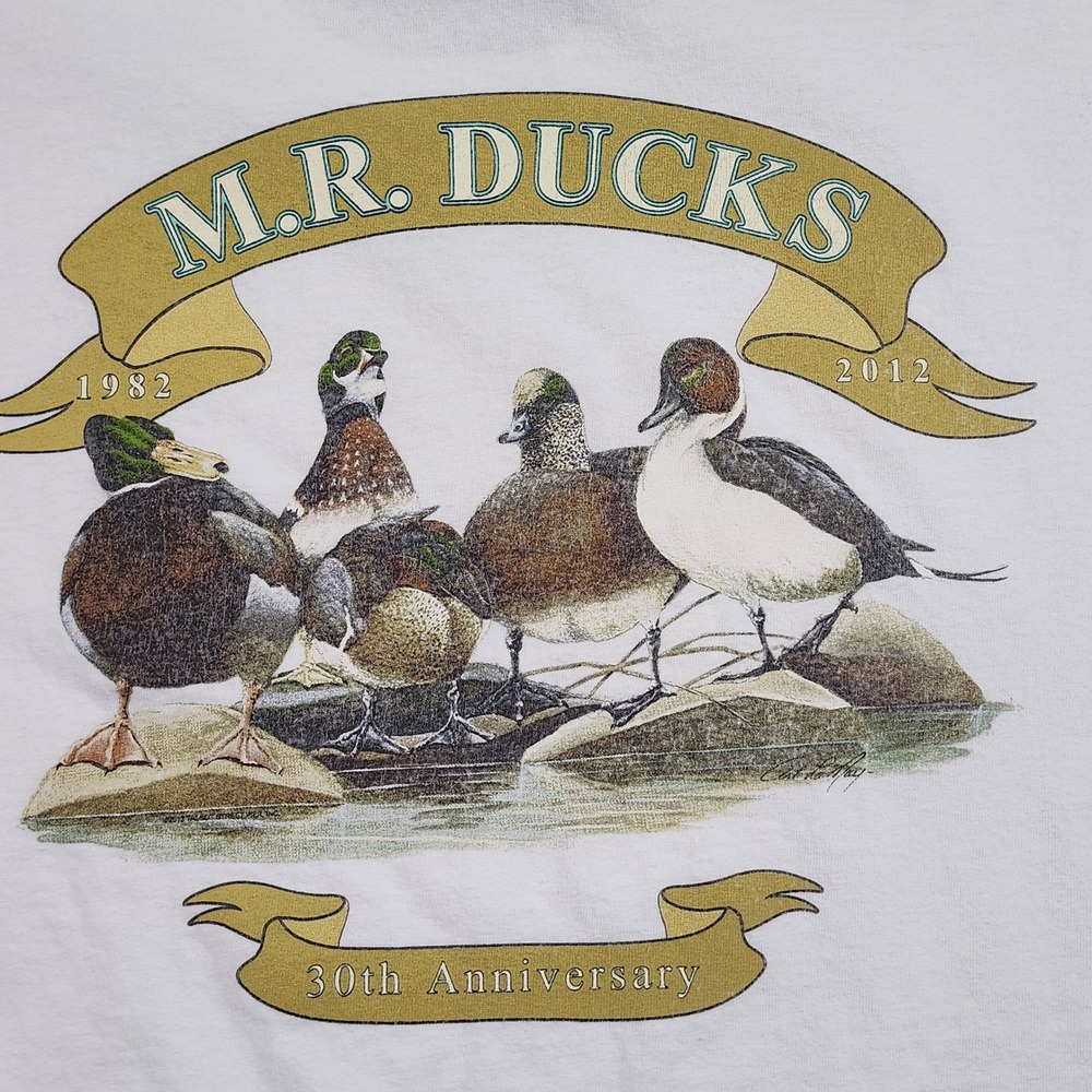 M.R. Ducks T-Shirt 2XL XXL White 30th Anniversary Y2K Hunting Outdoors Retro